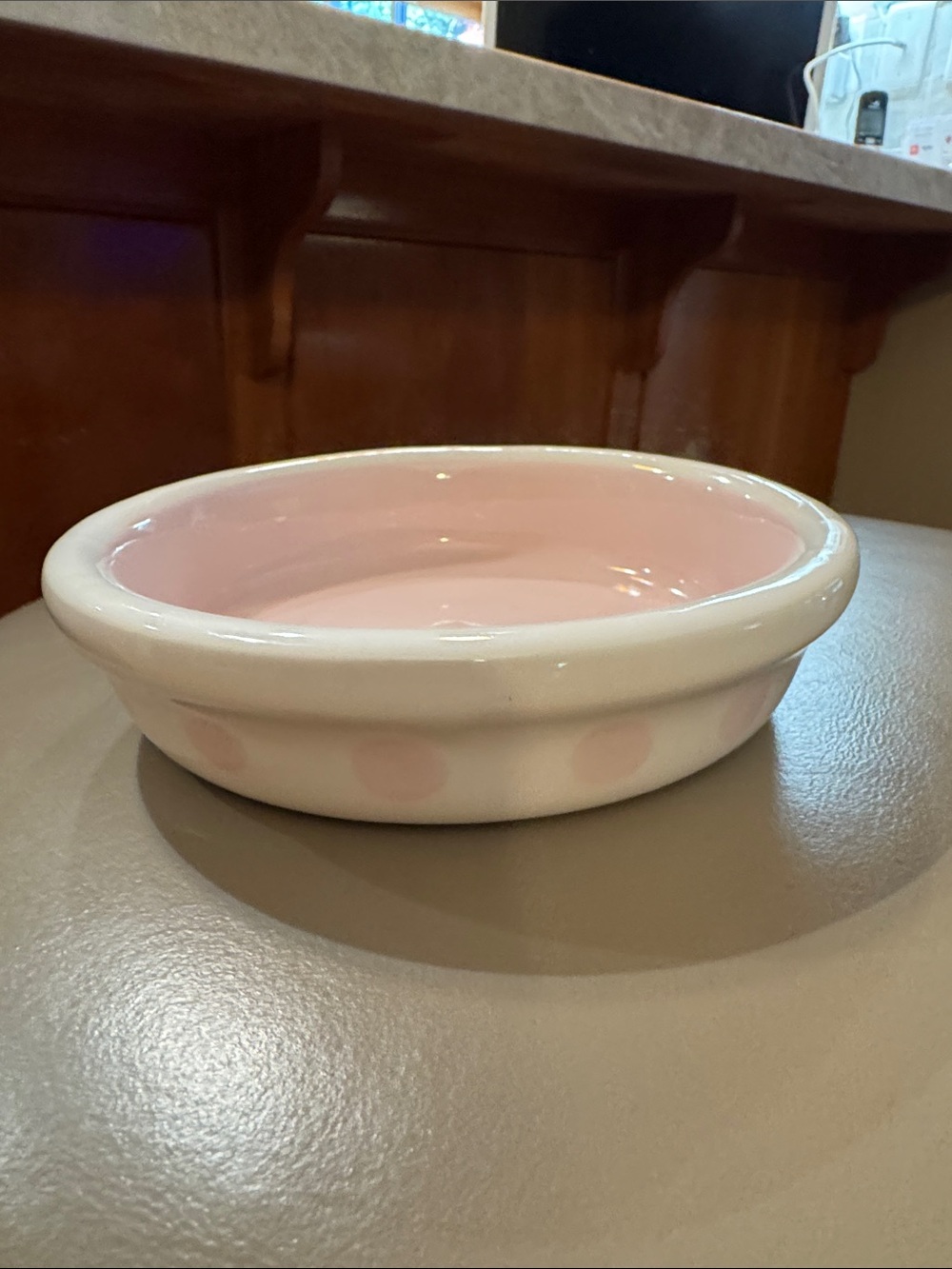 Ceramic Pink Polka Dot Cat Dish